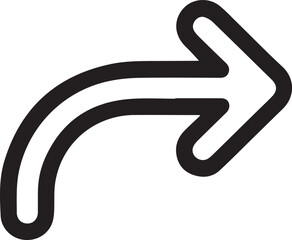 Obraz premium Curved Right Direction Arrow Icon