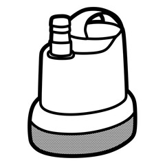 black and white shallow submersible water pump, editable lines