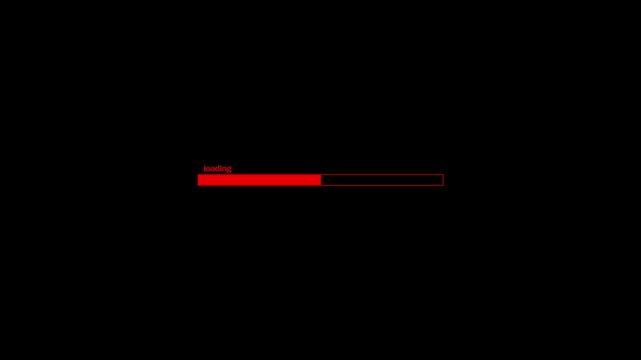 Red loading bar with text 'loading...' on a black background progress indicator