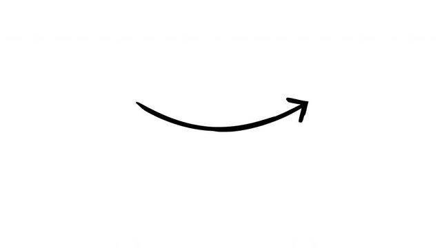 Curved up arrows hand-drawn sketch animation. Smooth curve pointing upward. Optimistic move. Animated doodle direction set. Scribble pointers. Ink freehand symbols 4K video on transparent