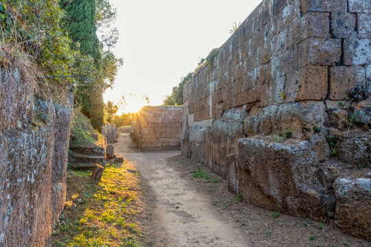 Etruscan tombs and burial mounds at Necropolis of Cerveteri Lazio