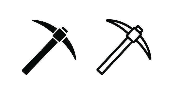 Two black pickaxes are displayed one solid and one outlined