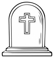 Fototapeta premium Tombstone with cross illustration, symbol of death, grief, and memorialization.