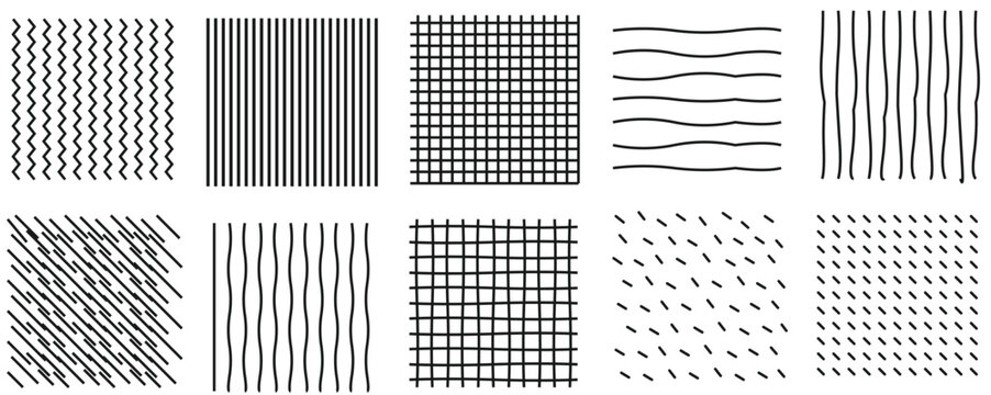 Seamless pattern with line doodles and confetti