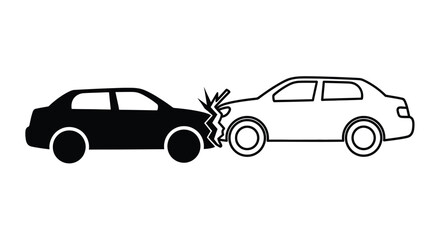 Naklejka premium A black and white illustration depicts a car crash scene