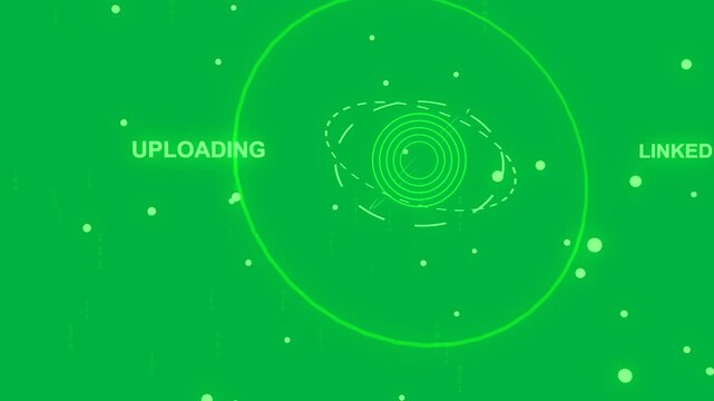 Partial left ring appearing on transparent bg, neon-green node shifting, pulsing, visualizing data