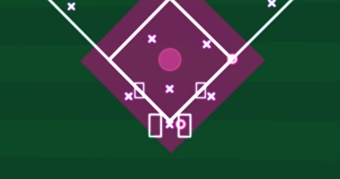 Diamond animating, magenta appearing, trajectory arcing to node for impact, background transparent