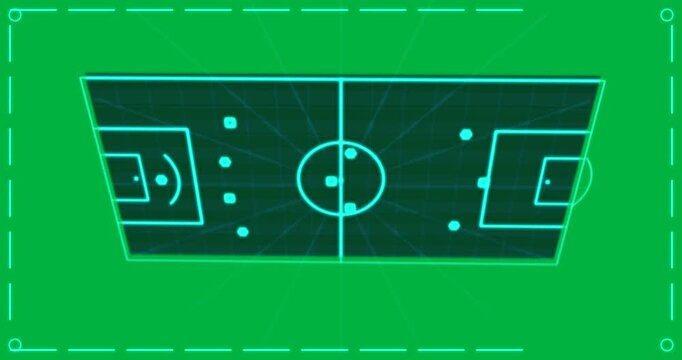 Black fading cyan holo pitch rising grid forming lines tracing passes for tactics on transparent bg