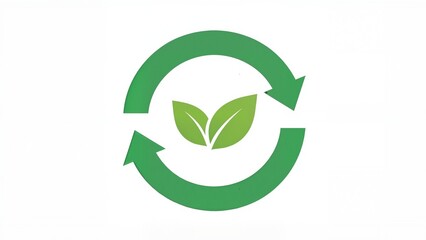 Green recycling symbol with leaves