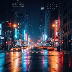 Obraz premium Hong Kong city night traffic lights urban street view