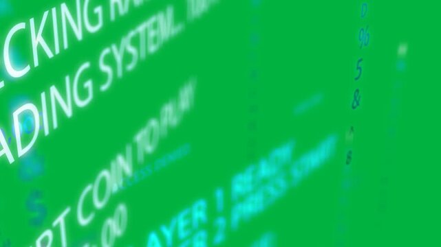 Top entry starting cyan texts, bead chains cascading, pulsing, evoking arcade HUD on transparent bg
