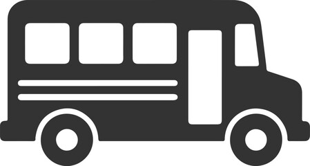 Black Silhouette School Bus Icon – Minimalist Vector Transportation Symbol for Education, Kids, and Safety Themes © Parves
