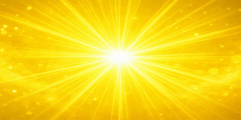 Obraz premium A vibrant abstract sunburst background vector features an orange and yellow summer sunrise with bright glowing rays exploding across a sunny sky illustration