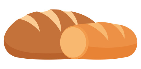 Artisan Loaves: a pair of freshly baked loaves of bread, with one expertly sliced to reveal the inviting, soft interior.