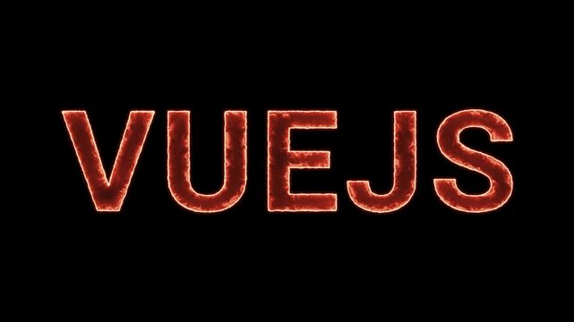 Vuejs Text Glowing Neon Reveal Animation Orange Isolated On Black Background