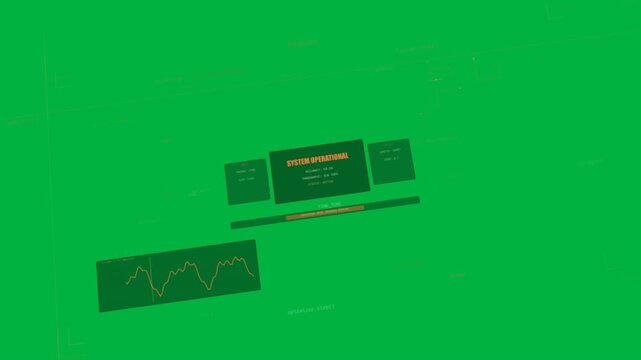 Booting HUD rotating clockwise tilting bar filling indicating operational on transparent background