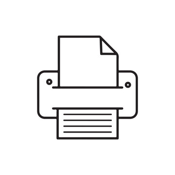 Line art of a printer with paper coming out  office equipment icon
