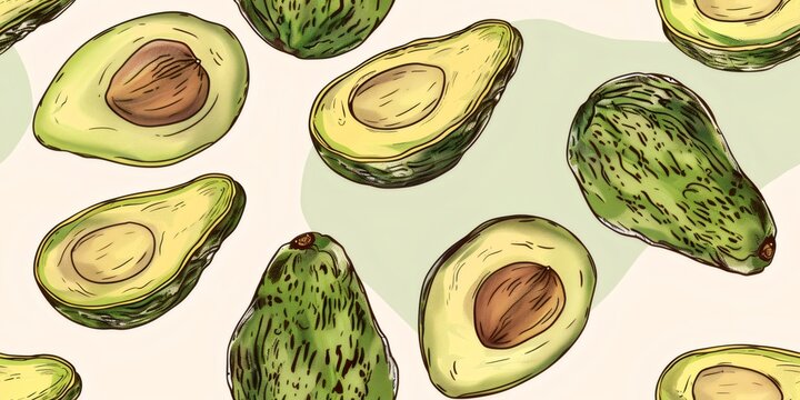 Healthy avocado fruit seamless pattern background design