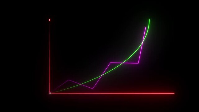 A striking visualization showcases three distinct glowing line graphs ascending from a dark background representing growth or data trends high quality professional