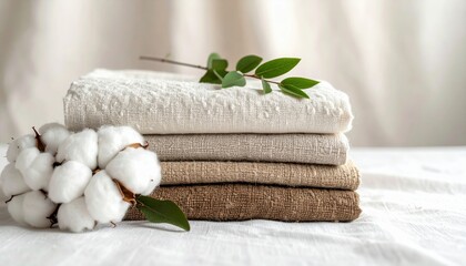 FlyPro Firefly natural fiber textiles, organic cotton and hemp, folded, showcasing raw unbleached textures