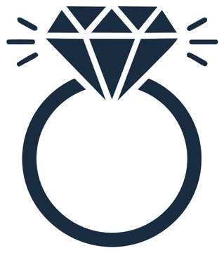 Diamond Engagement Ring Icon Symbolizing Love and Commitment for Proposals