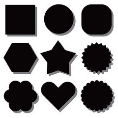 影付きのポップな図形・フレーム素材セット