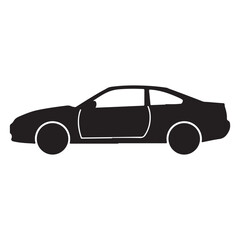 Fototapeta premium Side view of a two door car silhouette with white outlines on a white background simple modern vehicle illustration