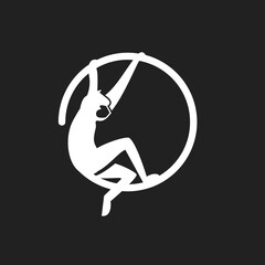 Obraz premium Abstract White Monkey Hanging on Ring Graphic Logo Design