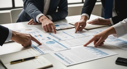 Business Team Analyzing Financial Reports and Charts