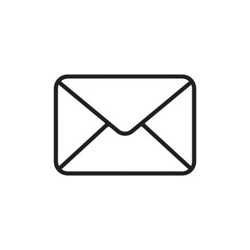 Simple black line icon of a closed envelope on white background for communication and mail concepts