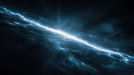 Abstract illustration of a striking blue energy beam against a dark background