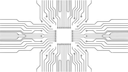Obraz premium Intricate circuit board design with symmetrical pathways and connecting points