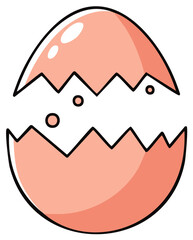 Obraz premium Cartoon cracked egg illustration with peach color