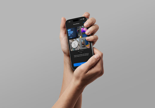 Phone Mockup - Two Hands Securely Holding Phone