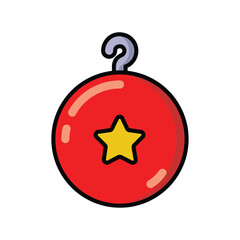 Obraz premium Red Christmas bauble icon with yellow star