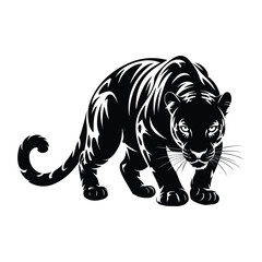 Leopard crouching ready to pounce Vector, Silhouette, Illustration
