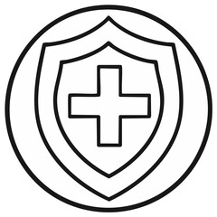 Obraz premium Medical Cross Symbol Inside Shield with Protective Outline Vector Illustration
