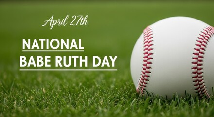 Celebrate National Babe Ruth Day with baseball on green grass