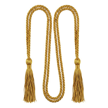 Golden graduation honor cords with tassels isolated