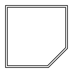 右下を斜めにカットしたモダンな二重線フレーム・ミニマルなデザインの幾何学的なテキストボックス枠