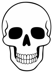 Obraz premium Simple Human Skull Illustration In Black And White Line Art With Black Eye Sockets