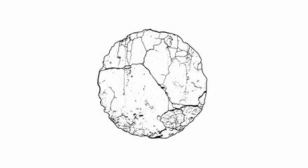 Fototapeta premium Grunge circle with cracks and rough texture, stark black and white design