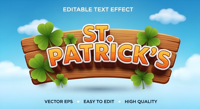Colorful st patricks 3d editable text effect - font style