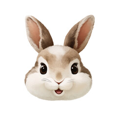 Obraz premium Cute rabbit face cartoon transparent background 