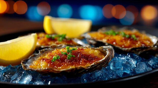 Grilled oysters with lemon and chives
