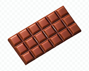 Obraz premium realistic 3d smooth chocolate bar in different style isolated on transparent background