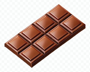 Fototapeta premium realistic 3d smooth chocolate bar in different style isolated on transparent background