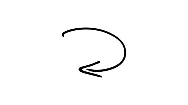 Black marker Arrow animation on a transparent background, Hand-drawn arrow graphic animation with Alpha channel.