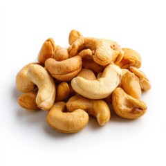 Fototapeta premium A pile of cashew nuts on a white background