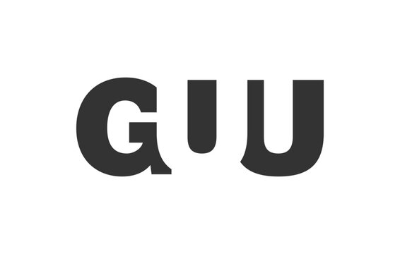 GUU logo design. Initial letter G U U bold font style for tech startups, consulting, corporate branding. Creative company name, headlines typography identity, trendy logotype.